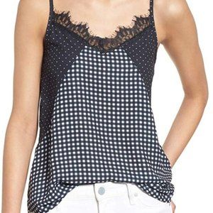 5/$20 Ten Sixty Sherman Black White Spaghetti Straps Lace Trim Camisole S